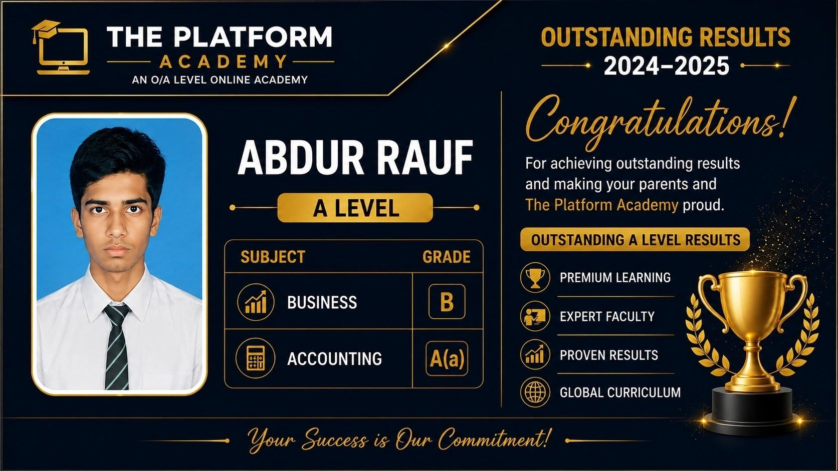 Edexcel and IB student results from The Platform Academy
